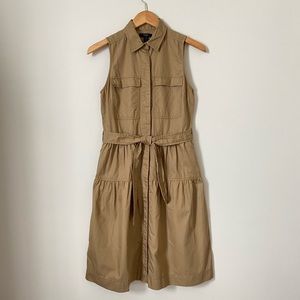 J. Crew Sleeveless Shirt Dress with Belt size 2 Tan